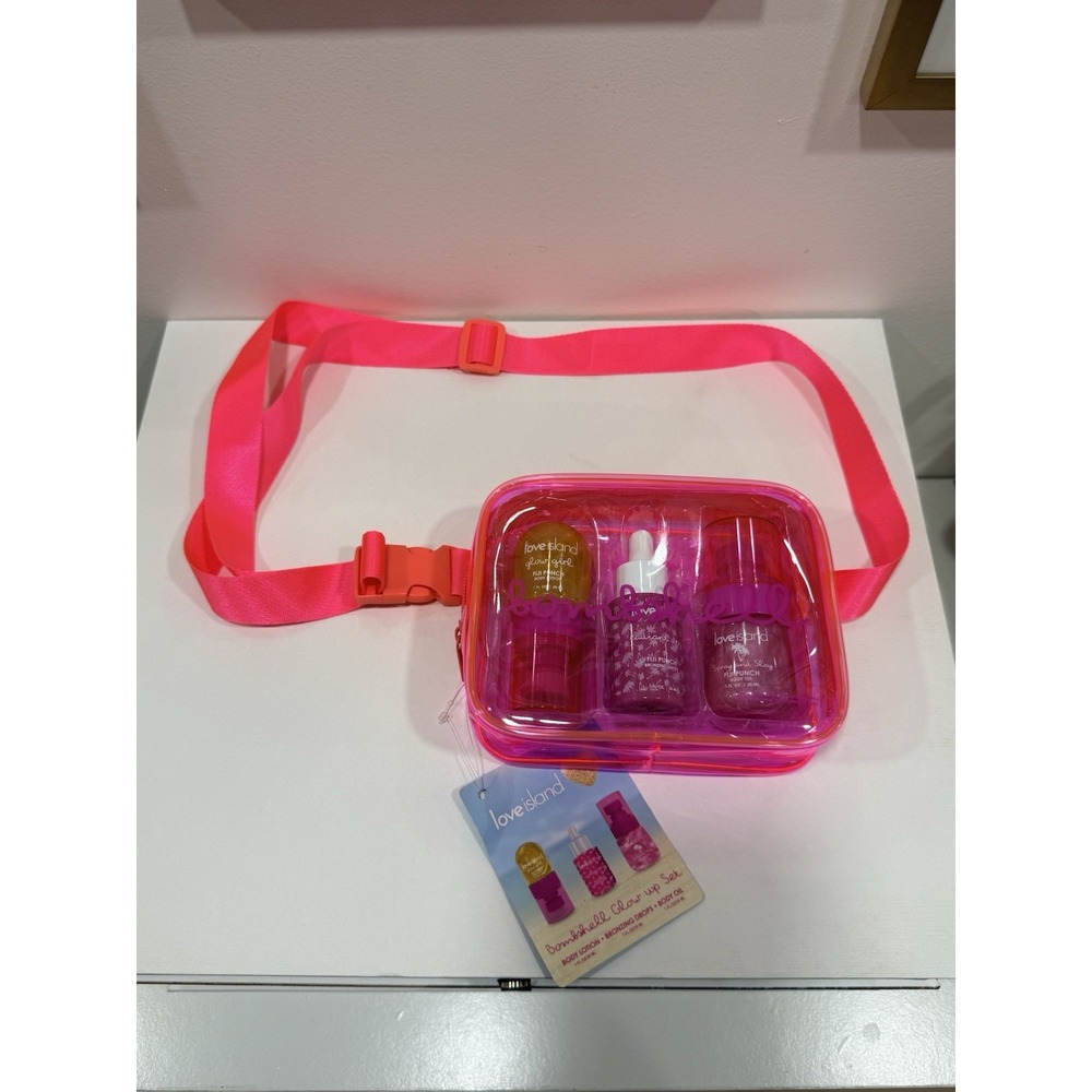 NEW Love Island Bombshell Glow-Up Set • Pink Transparent Travel Bag